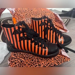 Strange Cvlt Chelsea Orange & Black Striped Sneaker